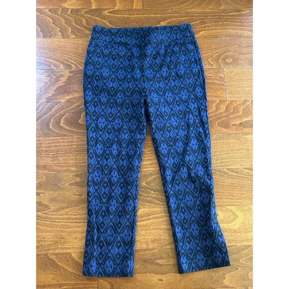 Chico's Women's Black & Navy Blue Aztac Print Pants Pull On Stretch Size 0.5 (6) - Picture 7 of 8